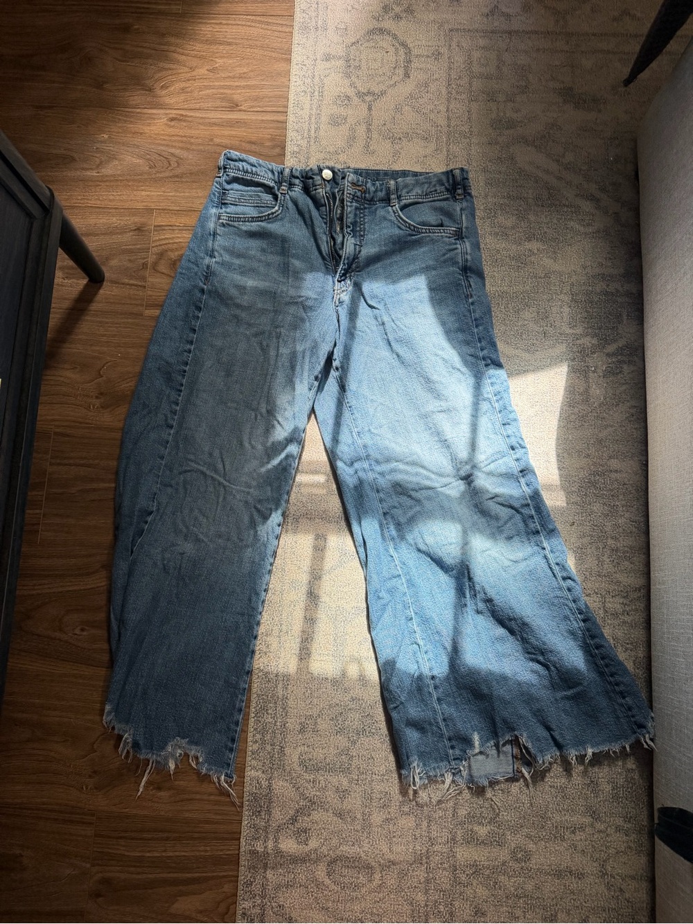 Pilcro Petite Wide-Leg Raw Hem Women's Jeans